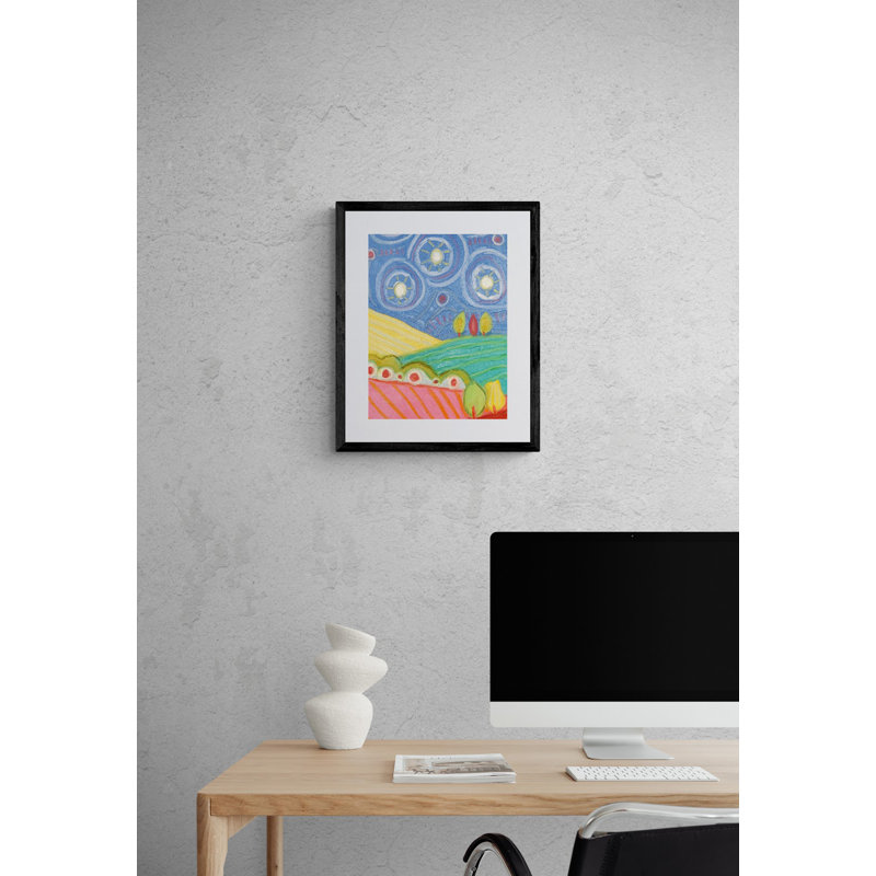 «The Stars Beckon» par Jeff Ferst - Peinture, H 21,25 po x l 17,25 po, Papier avec cadre noir