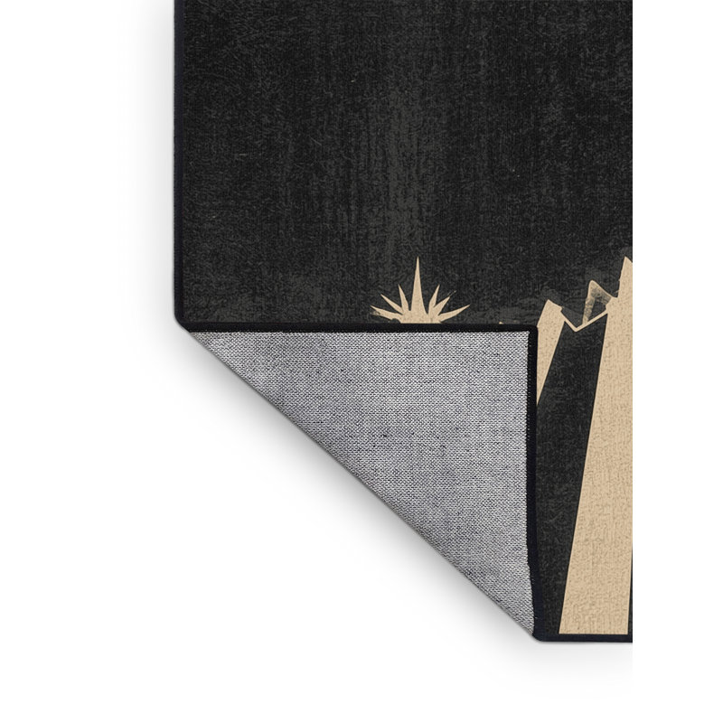 Machine Washable Pantelie Posh & Luxe Starburst Rug in Gray – Black Binding, 2 x 5