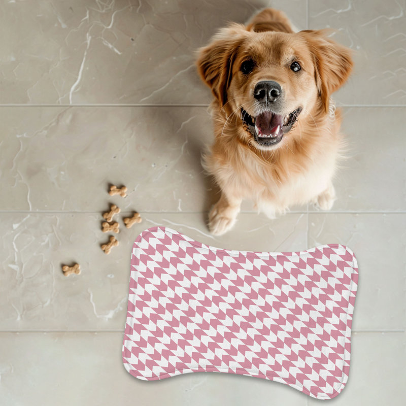 Mauve Gridline - 1 Piece Bone Shape Feeding Mat