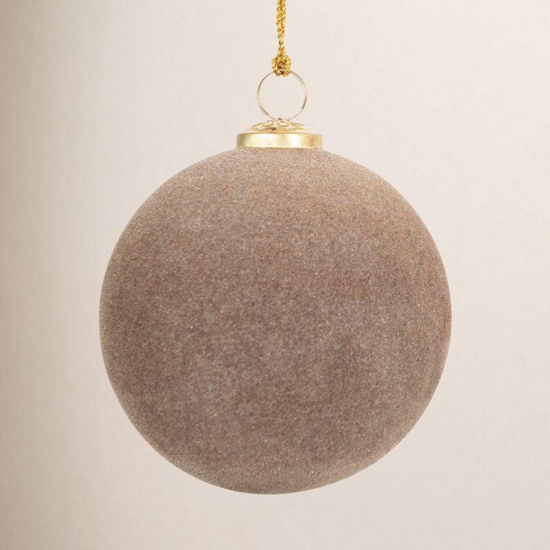 5" Glass Bauble, Tan