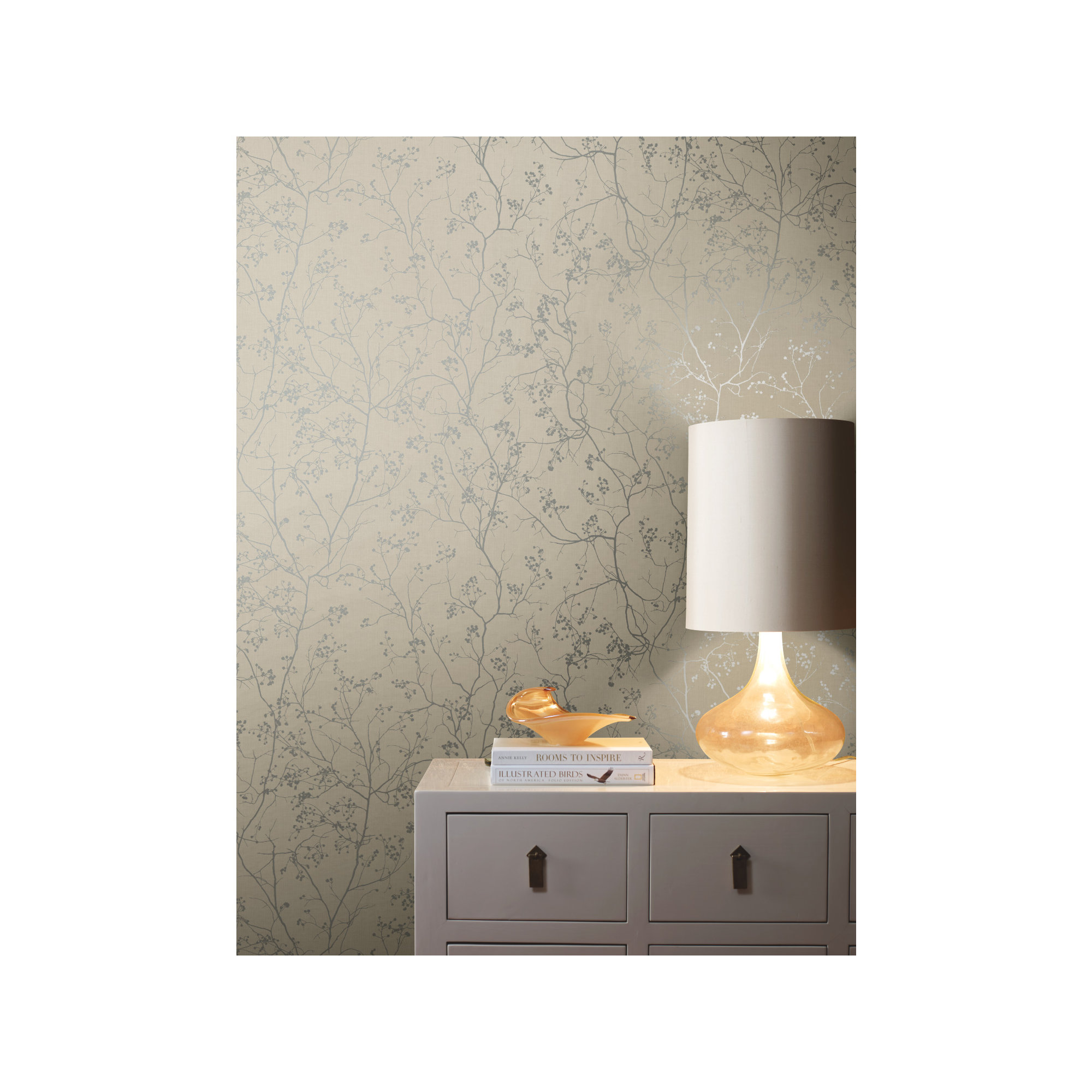 Swanson 27' L x 27" W Smooth Wallpaper Roll, Taupe/Silver