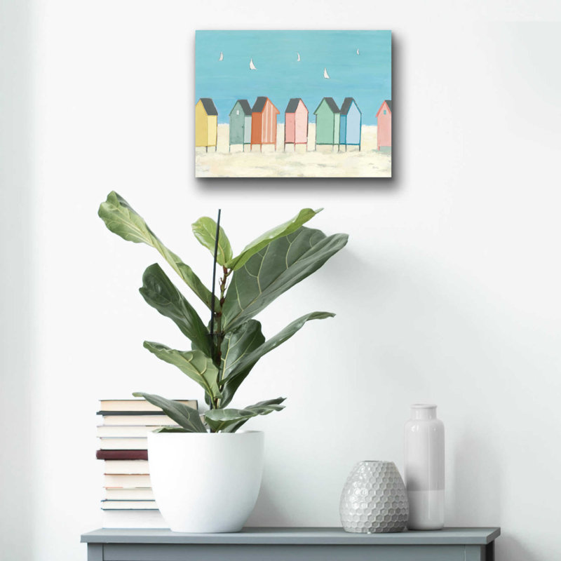 «Cabanas I Pastel» par Phyllis Adams, art mural en verre acrylique, H 12 po x l 16 po x P 0,13 po