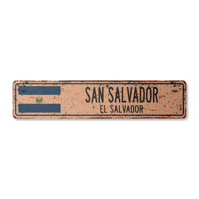 Plaque de rue San Salvador, aluminium, 4 po x 18 po
