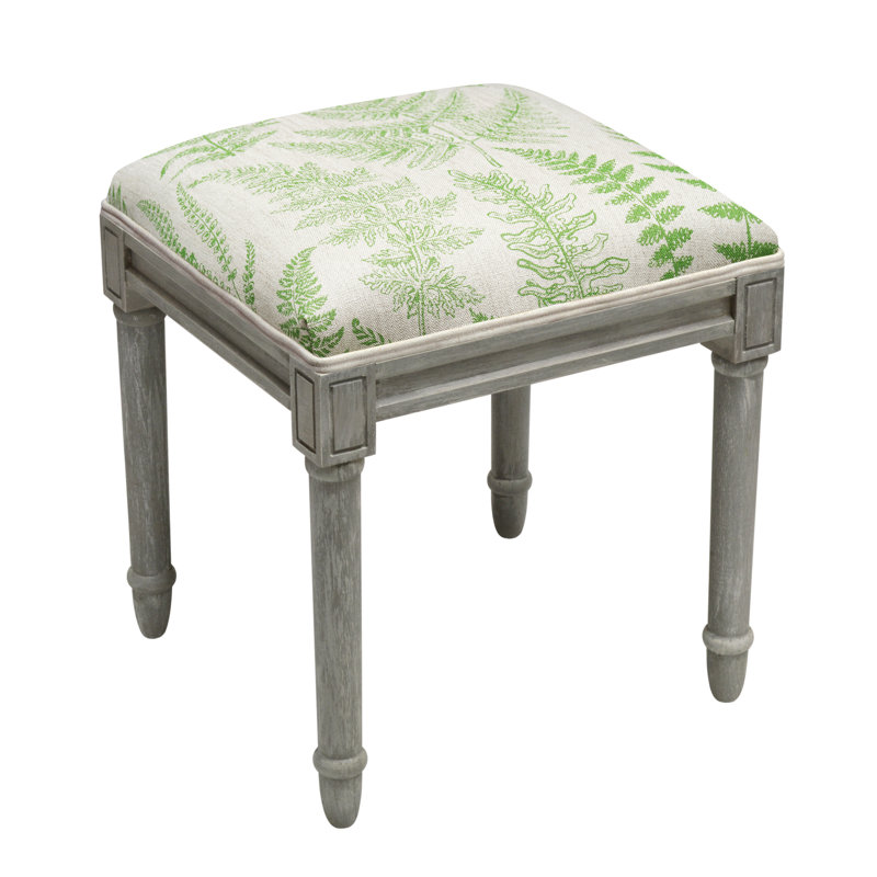 Camiah Solid Wood Accent Stool, Gray, Jade Green