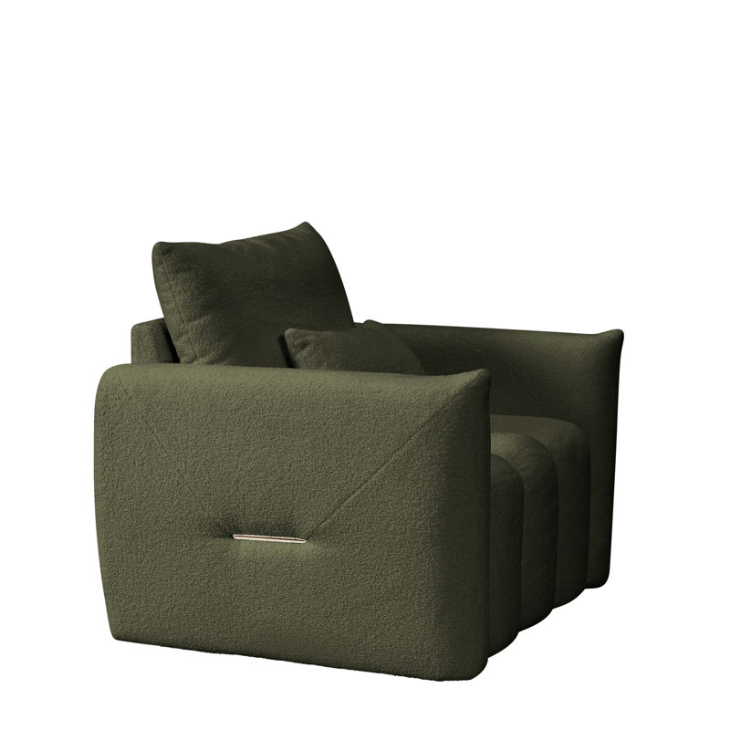 Modern Teddy Fabric Sofa Upholstered With Pillow - Perfect For Living Room, Office, And Bedroom -, Green Teddy