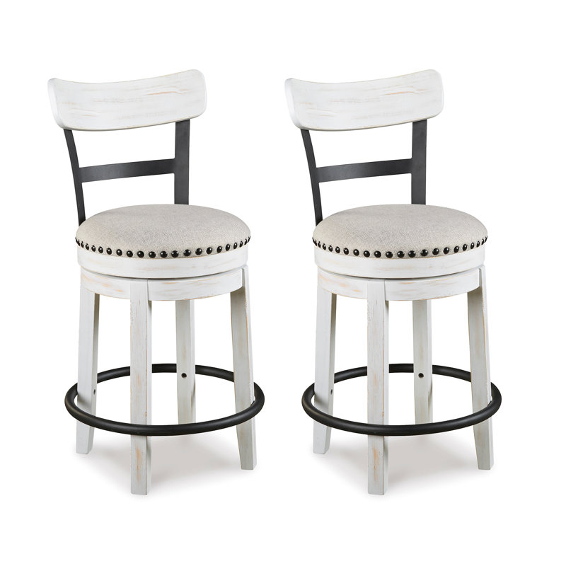 Tabouret de bar et de comptoir pivotant, Blanc, Tabouret de comptoir (siège d'une hauteur de 24 p