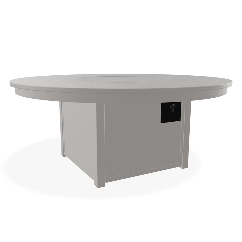 Table de feu 54 po ronde en polymère de qualité marine avec tablette au propane, Gris chaleureux