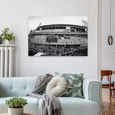 High Angle View Of Tourists Outside A Baseball Stadium At Opening Night Wrigley Field Chicago Cook County Illinois Usa Abstract Contemporary Archit...