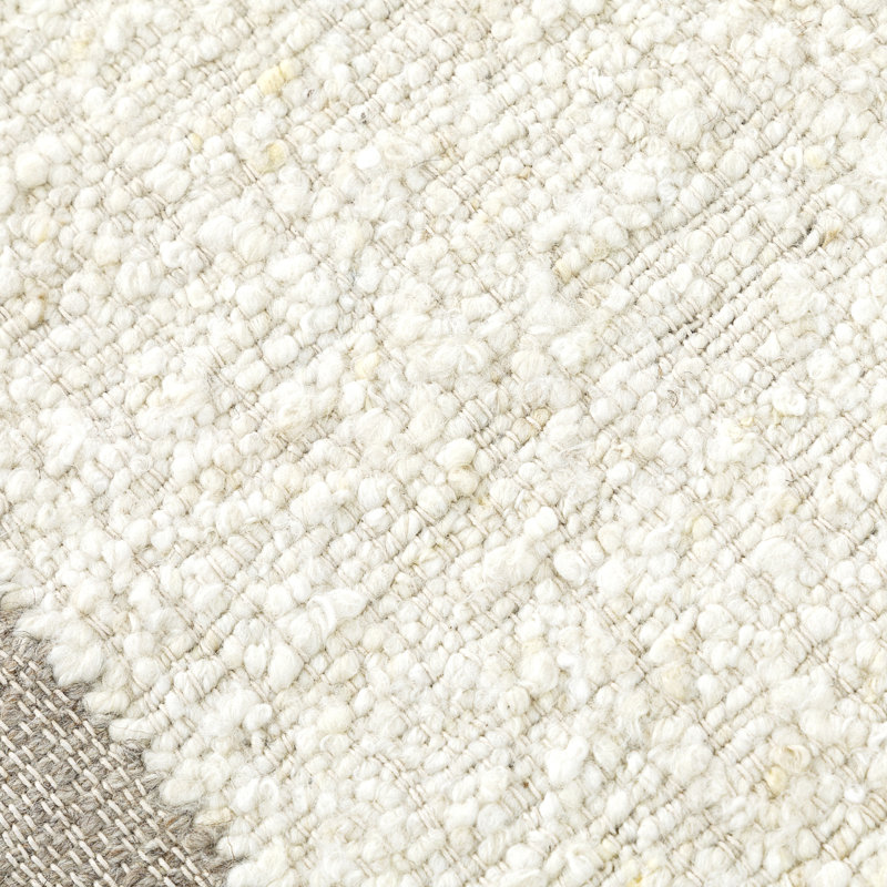 Ivory Handwoven Wool and Cotton Flatweave Rectangular Rug 5' x 8'