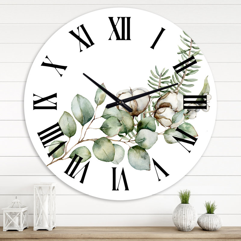 Bouquet de Noël avec branches d'eucalyptus - Horloge murale traditionnelle, Moyenne