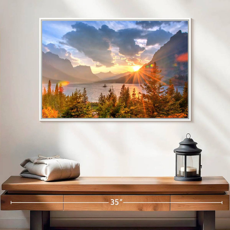 Montana, lac Saint Mary, 25 po x 17 po, Cadre flottant blanc
