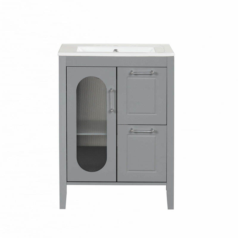 Meuble-lavabo 24 po avec lavabo, Gris