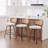  Counter Height Bar Stools - , Cane Rattan Back, Linen Upholstered Seat, Swivel Design For Kitchen Island/Bar/Counter-1143091595-1143091605