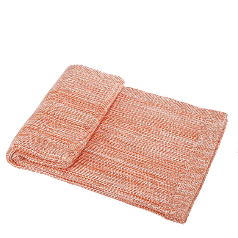 Soft Knitted Orange Cotton Throw Blanket