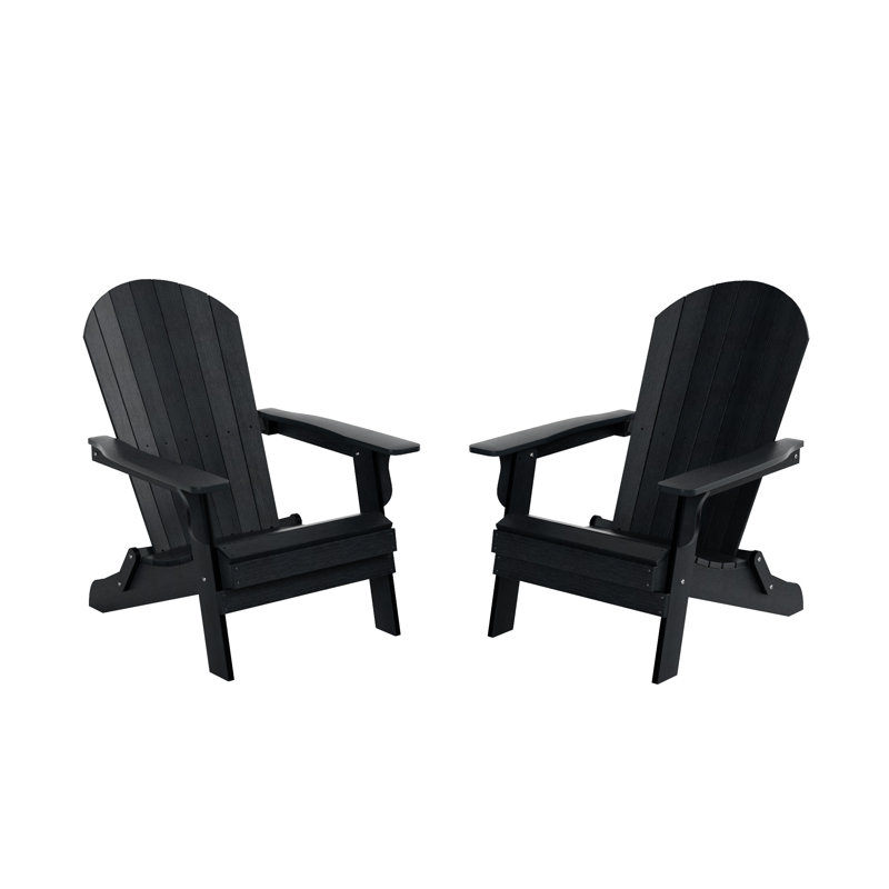 Arrlo Foldable Outdoor Adirondack Set, Black