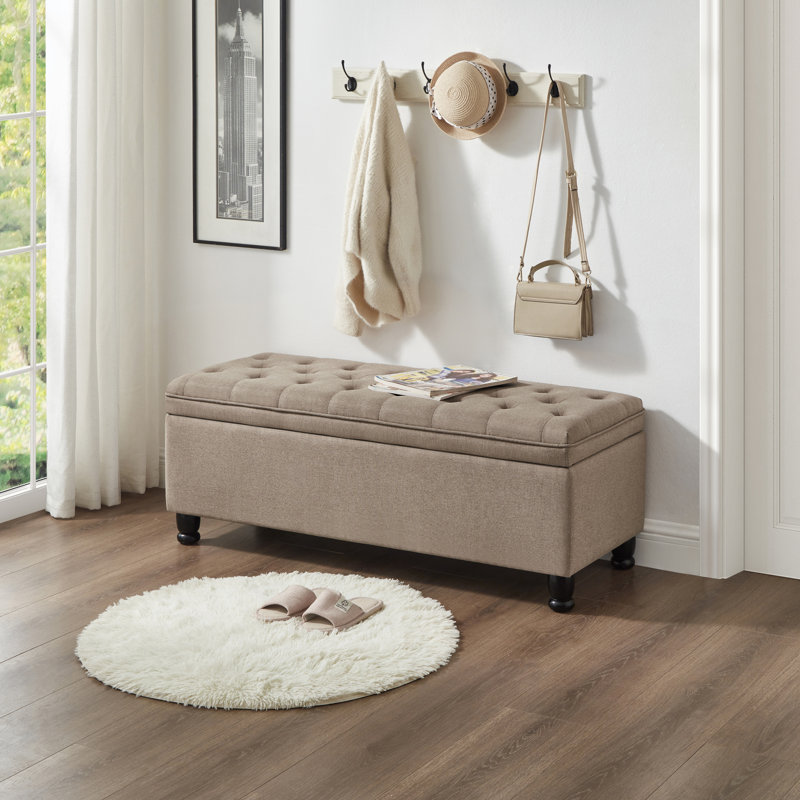 Banc de rangement en tissu de lin 45x18x18, Linen
