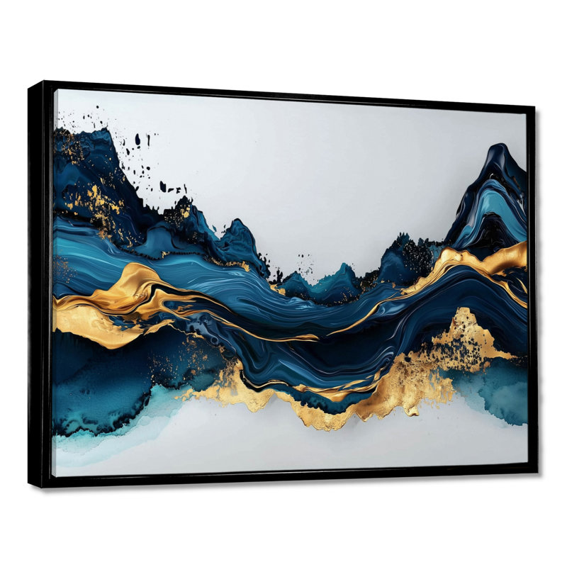 Golden Silence of Minimal Marble River I - abstrait minimalisme, art mural, H 30 po x l 40 po, Impression encadrée flottante