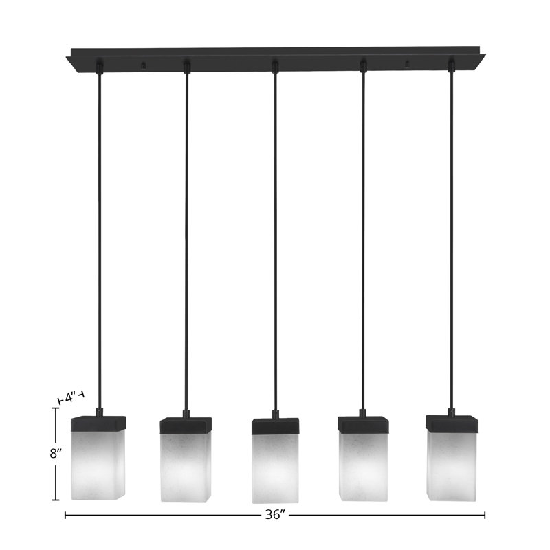 Luminaire suspendu linéaire 5 lumières Nouvelle, Espresso, Blanc