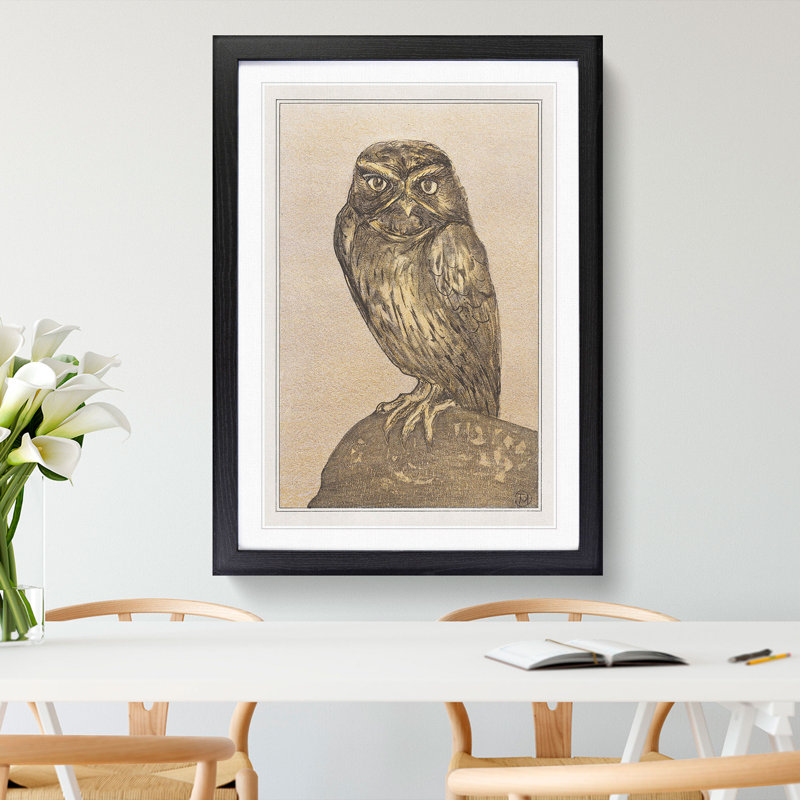 Little Owl by Theo Van Hoytema - Picture Frame Painting, 65cm H x 48cm W x 2cm D, Black Framed