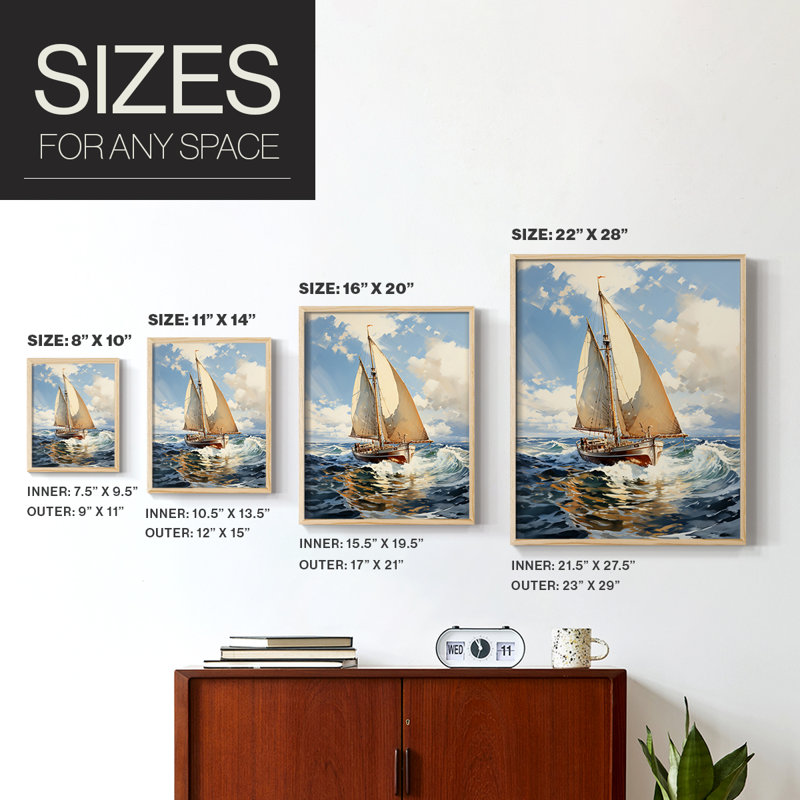 NAUTICAL Series CECLVI, reproduction encadrée - bois massif, H 15 po x l 12 po