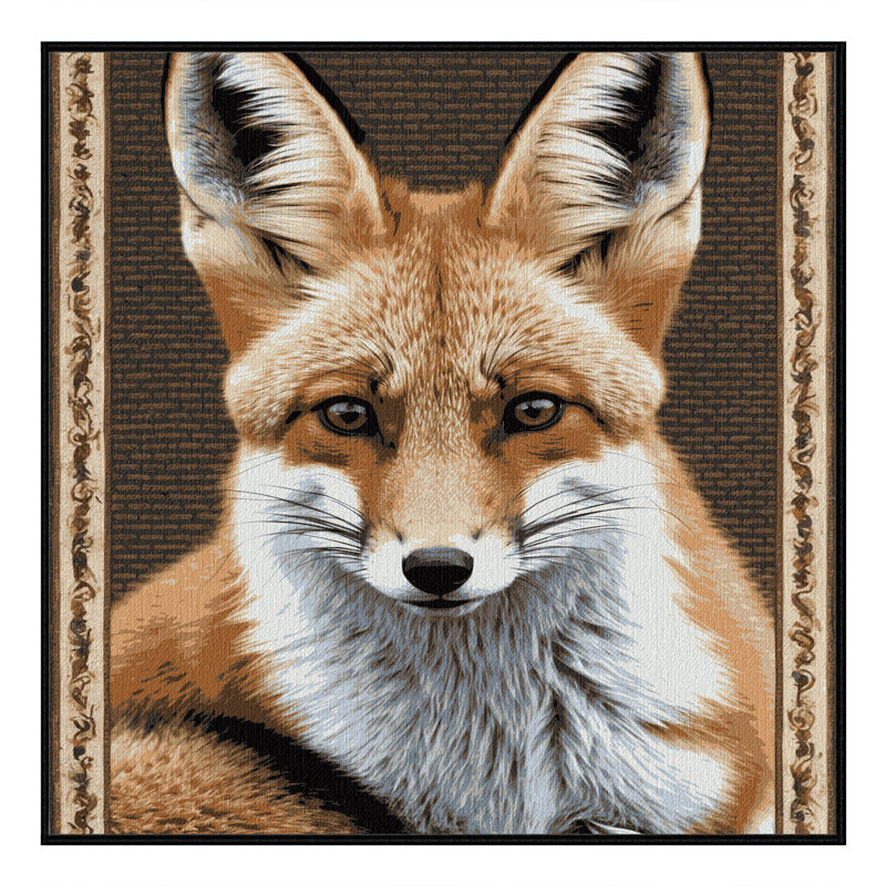 Washable Bat eared Fox Wildlife Area Rug, Square 5'