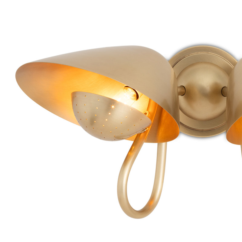 Keaton Sconce Double (Polished Nickel), Natural Brass