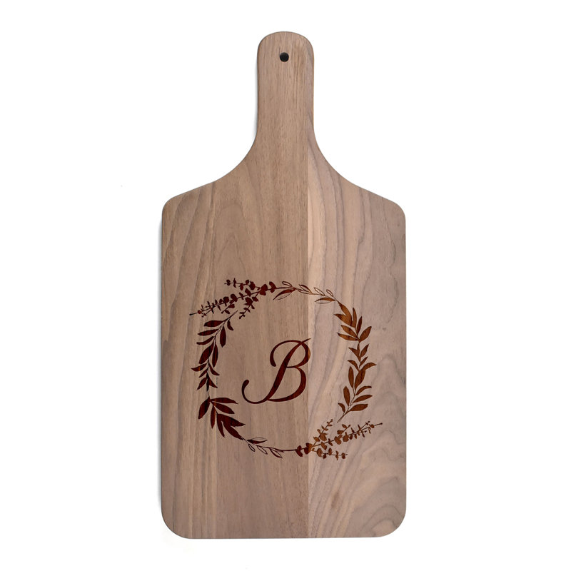 Floral Wreath Monogram - B Cutting Board