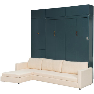Queen Size Bed With And Storage, Panel, Beige , All - In One For Small Spaces, Comfortable Mattress Support, Construction Wall Practical Living Areas, Structure