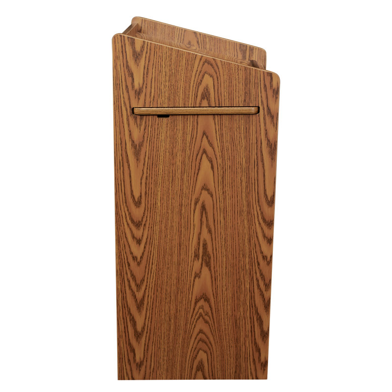 Medium Oak Rolling Workstation Lectern with Shelves
