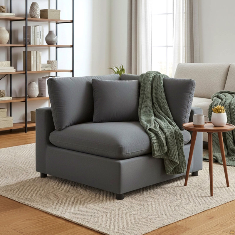 Chaise de coin Caylie - gris anthracite, Polyester gris anthracite