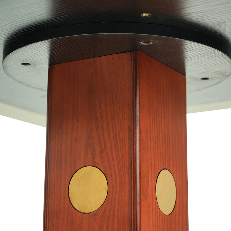 Table de cuisine en pierre frittée de 33,5 po pour 2 personnes, pieds en bois et base dorée, table contemporaine à grande capacité avec plateau Scratch, convient parfaitement aux espaces de salle à manger