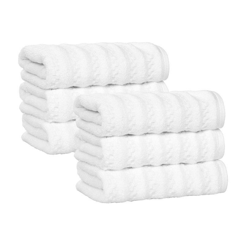 Zuma Zero Twist Cotton Medium Weight Absorbent Hand Towels, White
