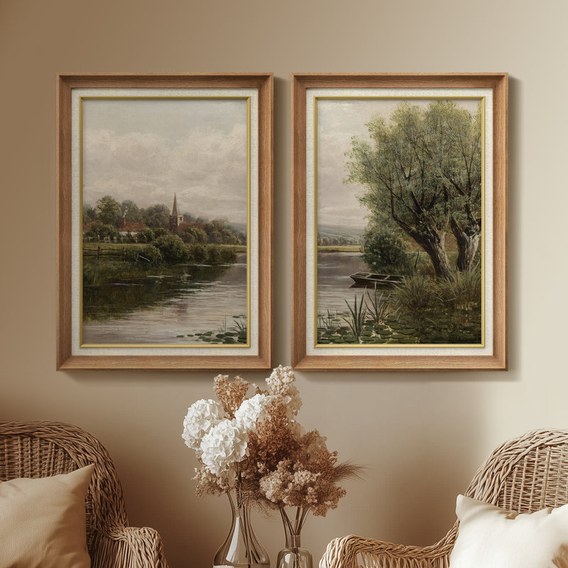 Set of 2 Premium Framed Art Artworks on Premium Canvas with 26"x36" Frame, Natural