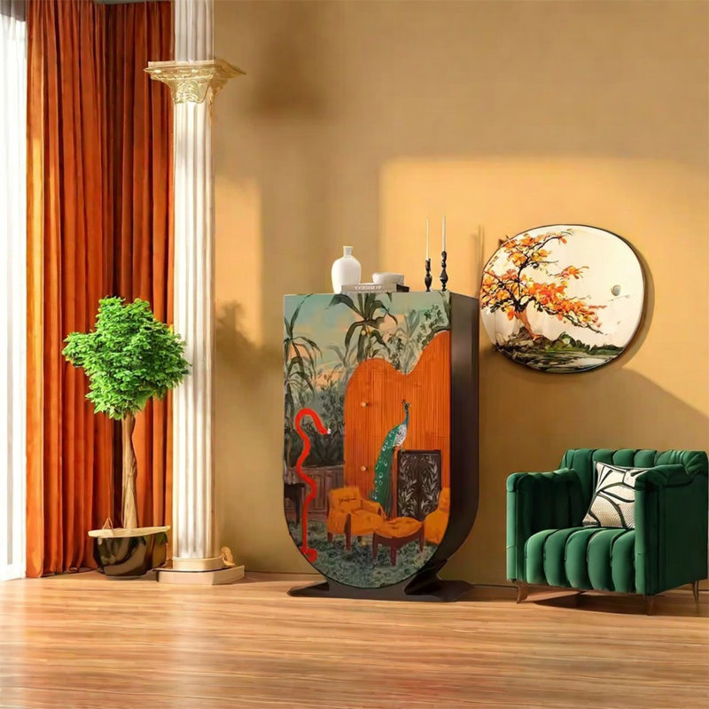Armoire en noyer avec plateau spacieux et tiroirs