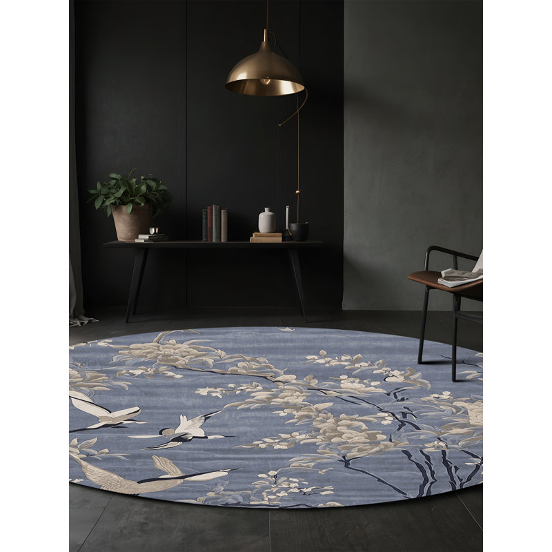Machine Washable Gray Area Rug, Round 7'