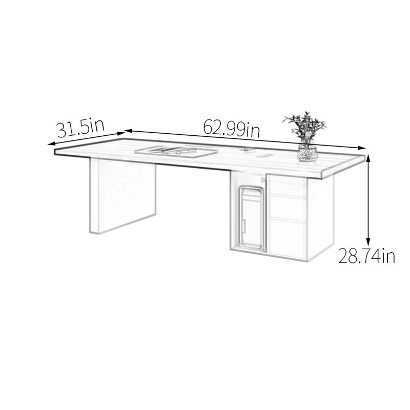 Premium Walnut Desktop Desk, 28.74" H x 62.99" W x 31.5" D