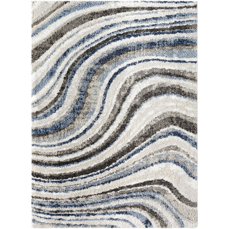 Rectangle Bertenshaw Machine Woven Polyester Area Rug in Gray, Rectangle 5'3" x 6'11"