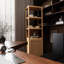Armoire de rangement haute et mince avec porte à volets et 3 étagères, armoire autoportante en lin
