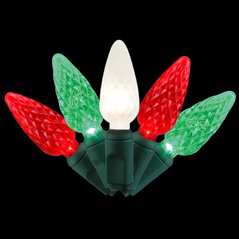  Guirlande de Noël platine C6 rouge / vert / blanc pur 50 lumières de Noël, Rouge / vert / blanc pur