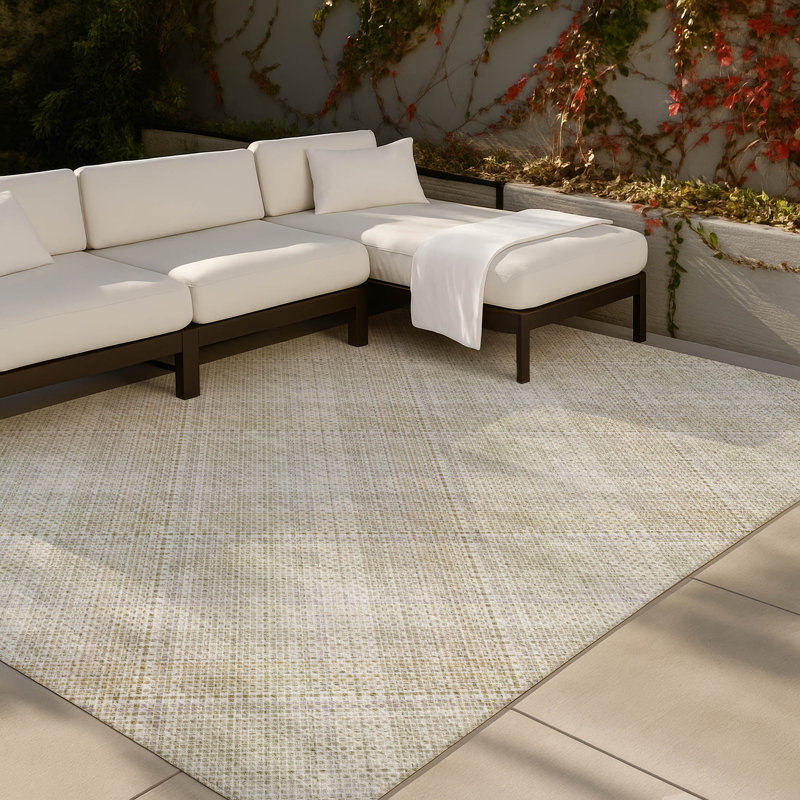 Machine Washable Indoor/Outdoor Chantille ACN2884 Plaid Rug, 10' x 14', Linen