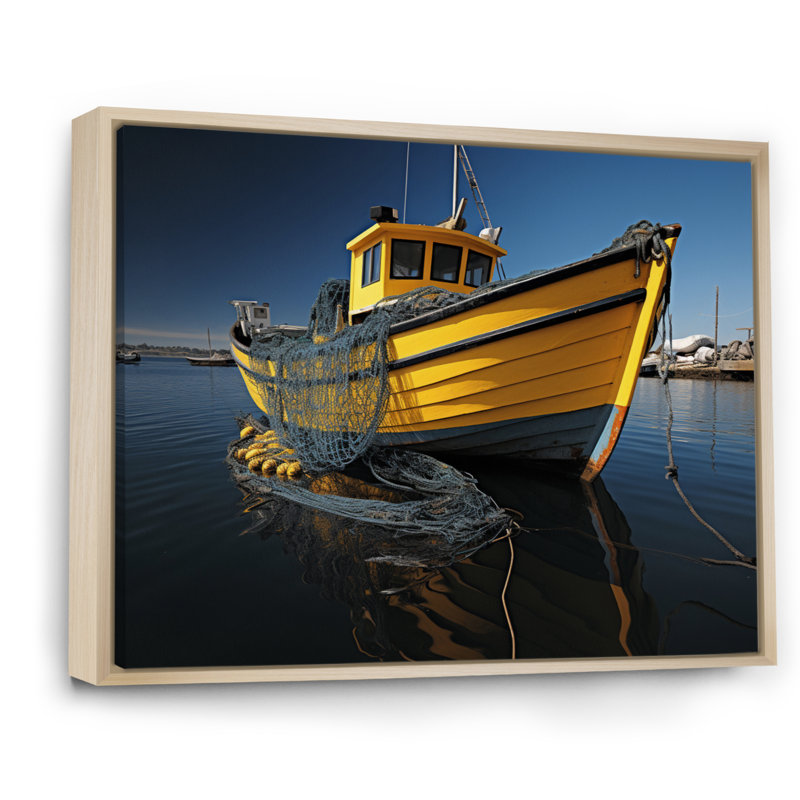 Port Harbour Shadows V - Nautical & Beach Wall Art Living Room, H 30 po x l 40 po x P 1,5 po, Cadre naturel flottant