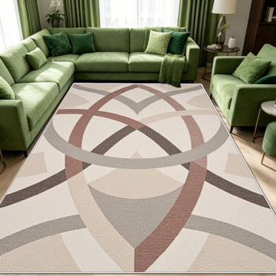 Tapis à cercles brun et gris (1 pièce), élégant et polyvalent, facile à nettoyer et à entretenir. Idéal pour la chambre, le salon, le corridor, l'entrée, une chambre d'étudiant ou un bureau, il apportera une touche de fraîcheur à votre intérieur.