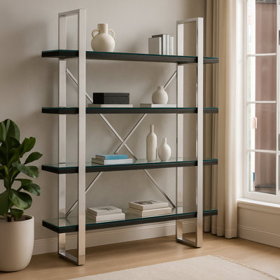 198cm H x 152cm W Stainless Steel Bookcase