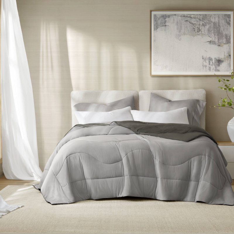 Reversible Tencel Bedding Sets, Gray Comforter, Oversized And Breathable