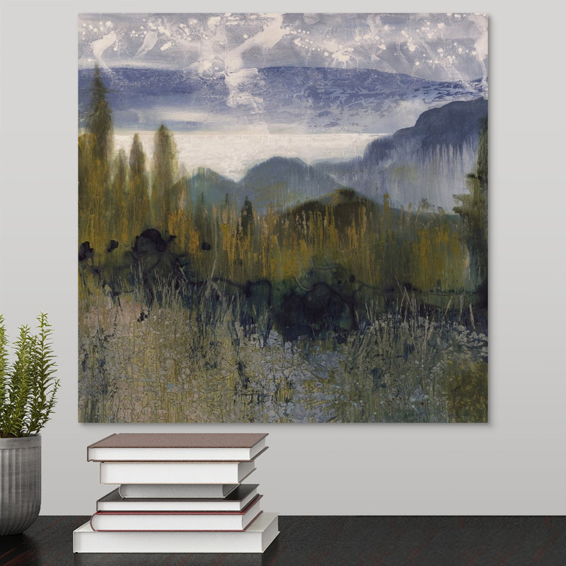 « distante peak », peinture sur toile, H 16 po x l 16 po x p 1,25 po, Toile tendue