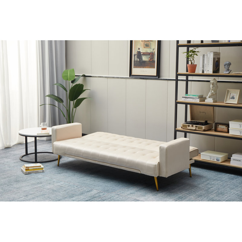 Kalvi 75'' Velvet Sofa, Beige Velvet