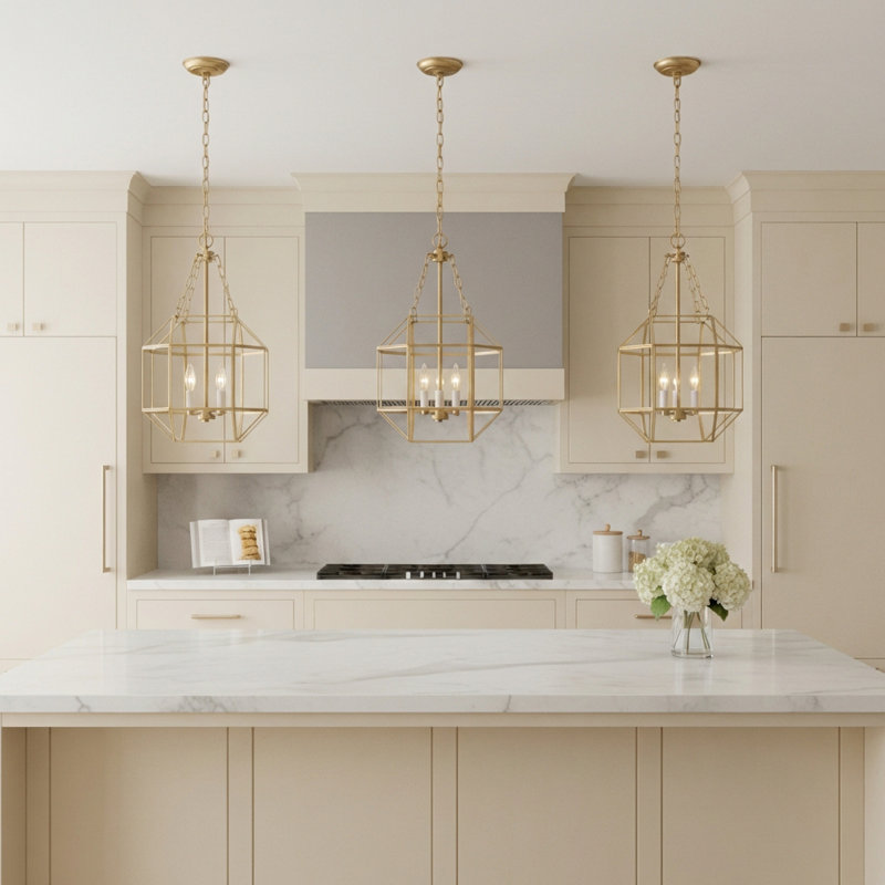 Morrison 3 - Light Pendant, Clear, 23.25" H x 13.5" W x 13.5" D, Satin Brass