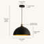  Ensemble de luminaire suspendu en forme de dôme noir et doré 11,8 pouces pour îlot de cuisine-741243434-741238542-745682899
