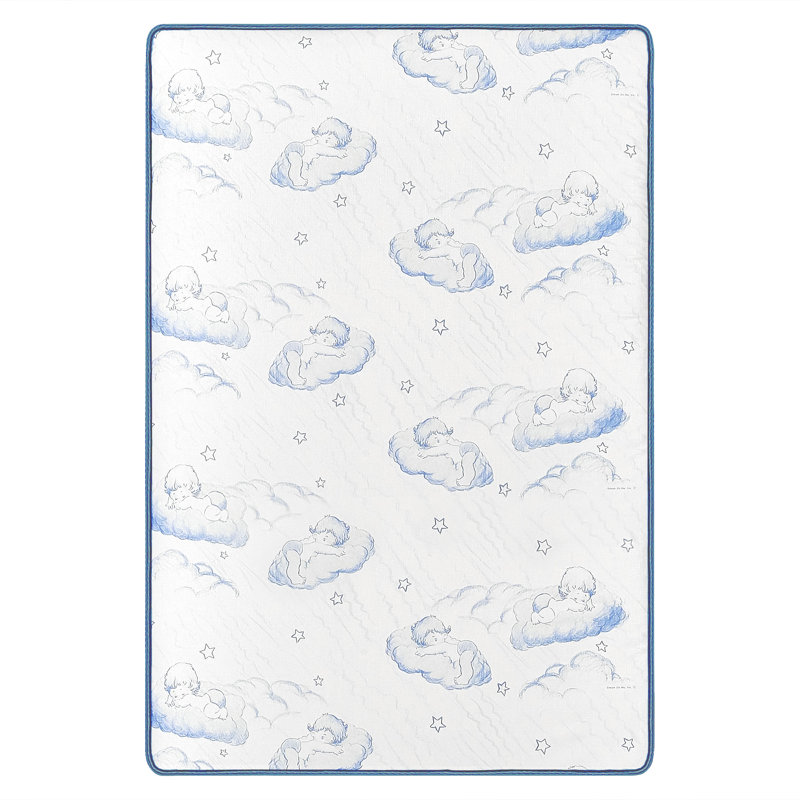 Dreamy Blue and White Memory Foam Mini Crib Mattress