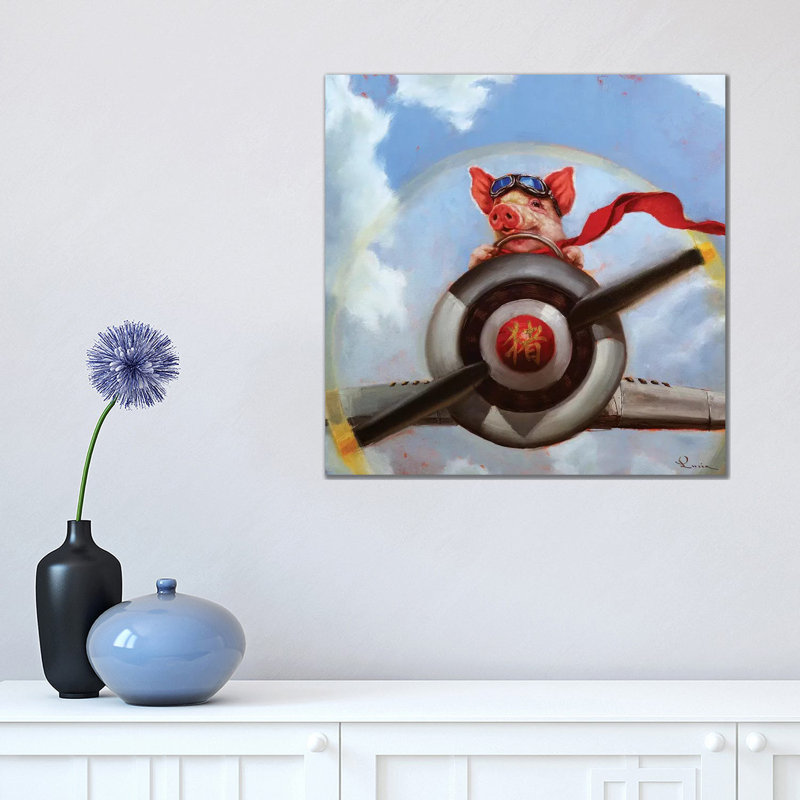 When Pigs Fly by Lucia Heffernan - Wrapped Canvas Painting, 45.72 cm H x 45.72 cm W x 1.91 cm D